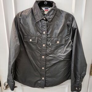 Vintage Levis Ski Shirt Womens 10 Metallic Gray Western Snap USA 80s Rare